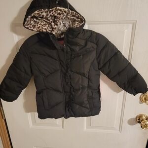 Pink Platinum Black Kids Jacket with Leopard Lining